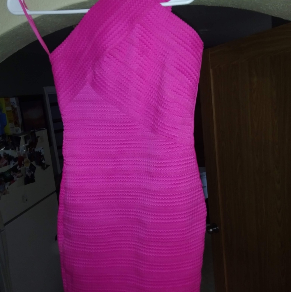 One Shoulder pink bandage dress